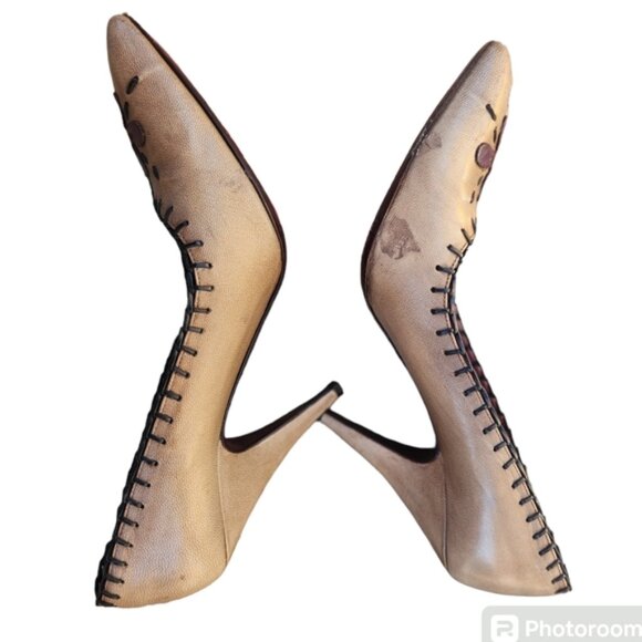 Prada Leather Floral Print Pumps size 40 1/2 EU - Picture 4 of 10